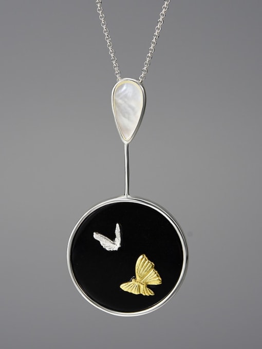 Silver separation [LFJE0209E] 925 Sterling Silver Shell Round Dainty Pendant